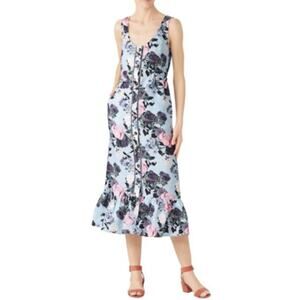 NICHOLAS Garden Floral Linen Midi Dress